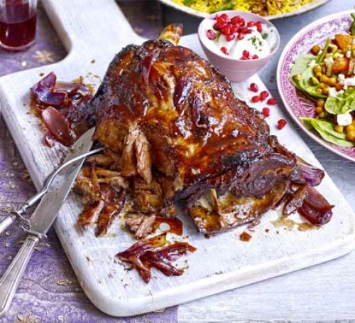 Pulled lamb shoulder with sticky pomegranate glaze